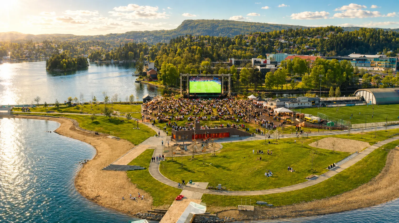 Folkefest med storskjerm på Kadettangen